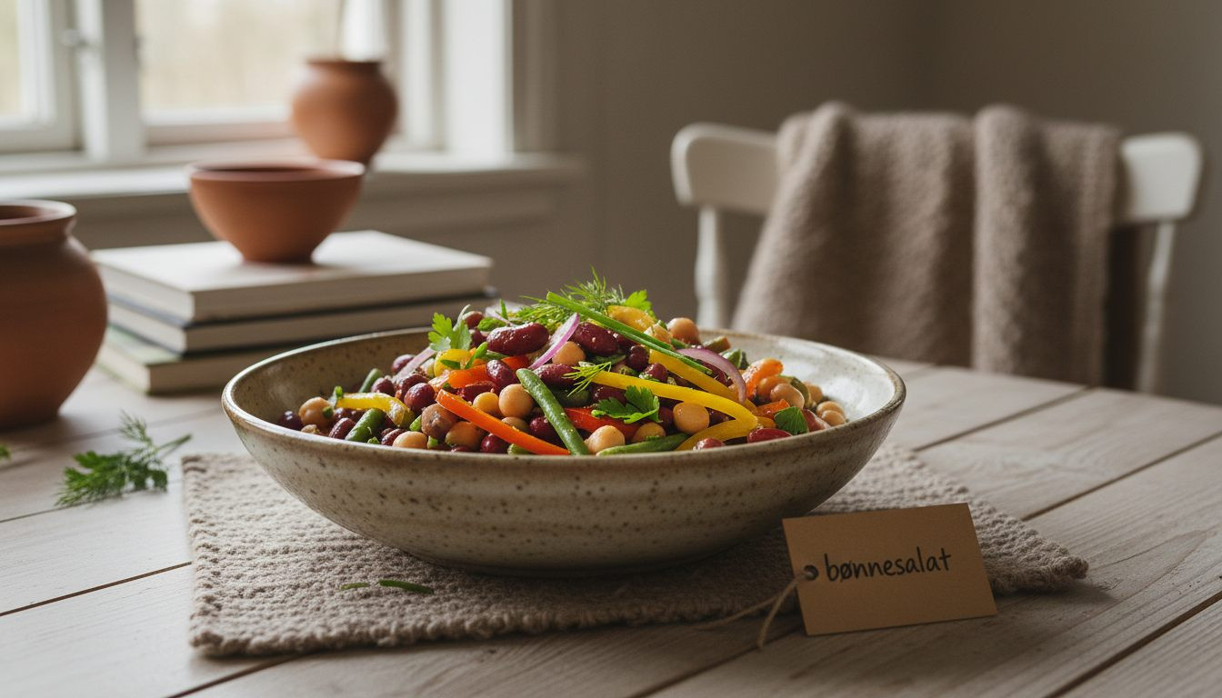 Fargerik bønnesalat i en skål på godtnoe.no
