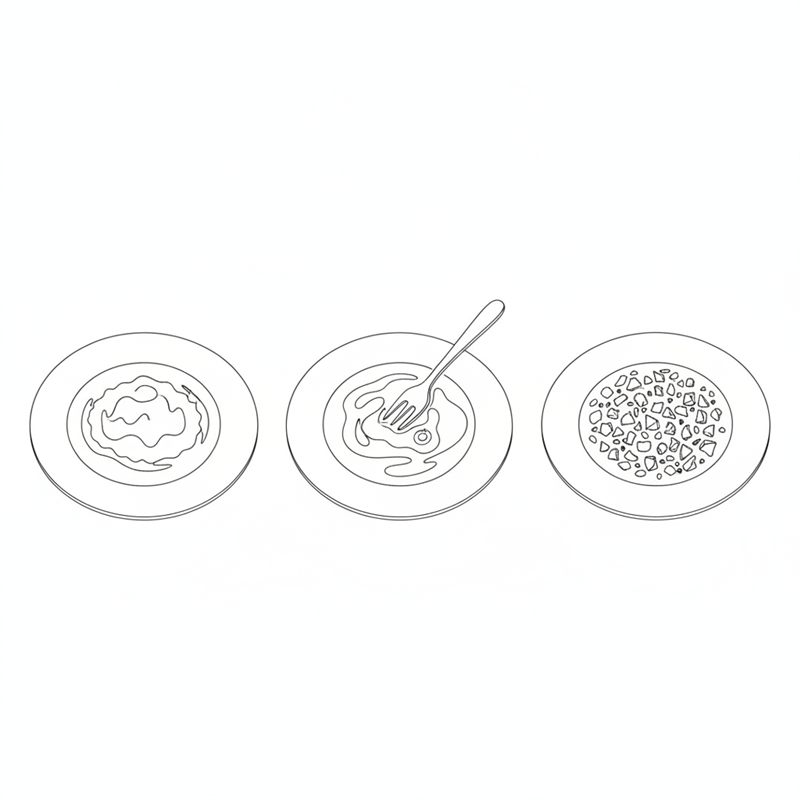 Illustrasjon: tre tallerkener med mel, vispet egg og knuste cornflakes satt opp som en paneringsstasjon