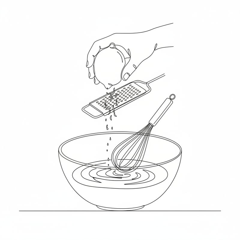 Illustrasjon: dressing til karbonadesmørbrød røres av crème fraîche med revet sitronskall