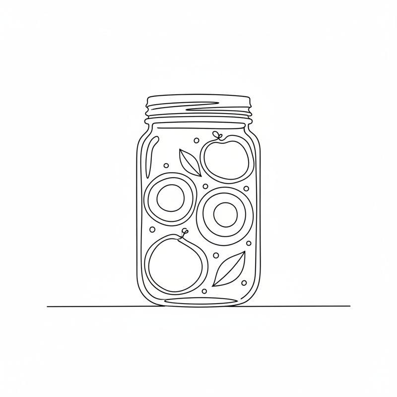 Illustrasjon: et lukket norgesglass med syltede rødbetskiver, pepperkorn og laurbærblad