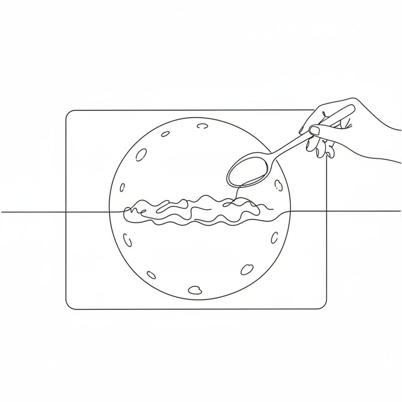 Illustrasjon: en stripe kyllingfyll legges med skje midt på en hvetetortilla