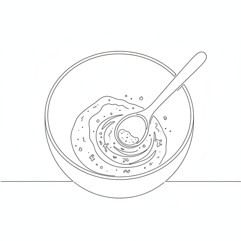 Tegning: revet parmesan og salt røres inn i durumhvetemelet