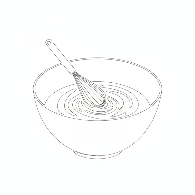 Illustrasjon: en visp rører majones og crème fraîche sammen til en glatt dressing i en stor bolle