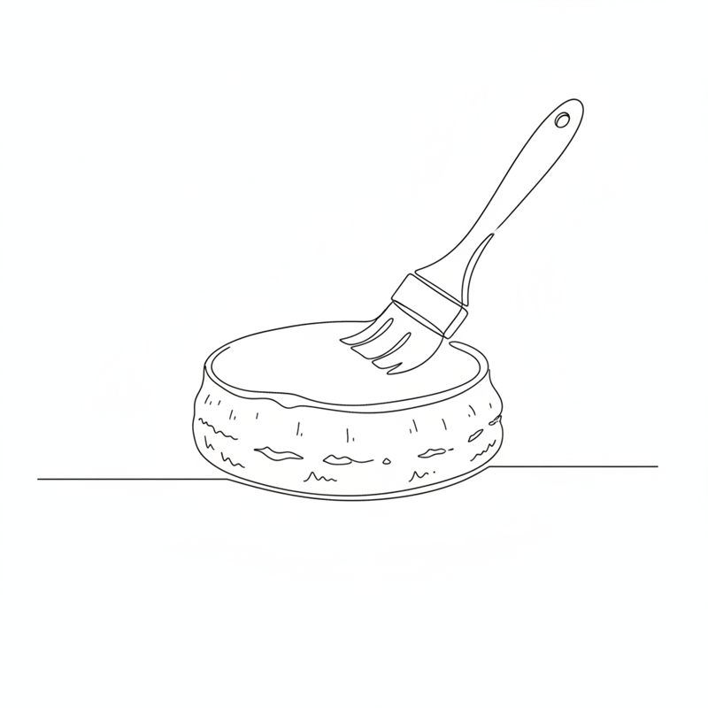Illustrasjon: toppen av en scone pensles med melk