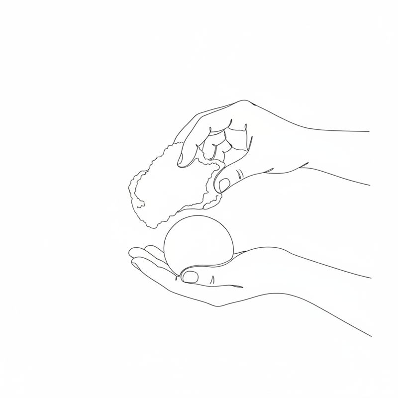 Illustrasjon: en bit ugali rives av og rulles til en ball i håndflaten