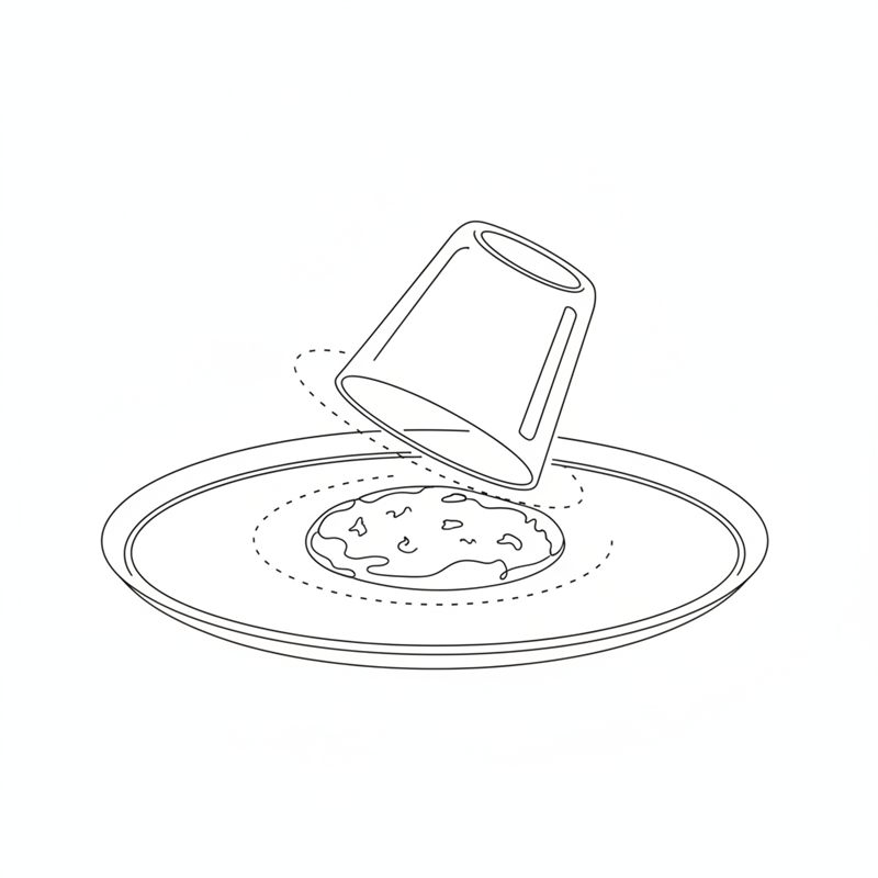 Illustrasjon: et glass settes opp ned over en nystekt cookie og rulles rundt for å gjøre den rund